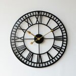 Horloge etanche exterieur pendule murale geante gros chiffres romains grand visage ouvert en mtal horloge ...