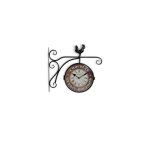 Horloge de gare ancienne double face chocolat guerin - boutron fer forge - 24cm - rouge - bordeaux - ...
