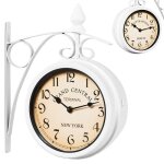 Monzana horloge de gare blanche  double face 29 x 95 x 325 cm montre murale  quartz vintage 2 cadrans ...