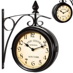 Monzana horloge de gare noire  double face 29 x 95 x 325 cm montre murale  quartz vintage 2 cadrans ...