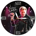 Horloge johnny hallyday en toile et bois 37 cm