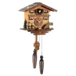 Horloge - maison suisse - pendule � coucou - marron - piles incluses