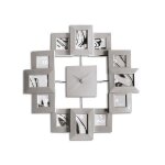 Horloge murale - 12 cadres photos - blanc - design insolite - cadres personnalisables