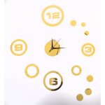 Horloge murale adh�sive miroir sticker - � 60 cm - jaune or
