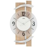 Horloge murale - ams - 9546 - bois sonoma - verre min�ral - style scandinave moderne