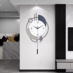 Horloges murales d�coratives salon grandes � piles m�tal avec pendule silencieuse sans tic - tac 55 cm ...