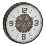 Horloge murale engrenage frosted 60cm noir & blanc
