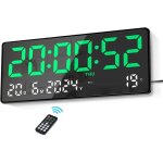 Horloge murale led 155 ? t�l�commande temp�rature / date / alarmes luminosit� r�glable (vert)
