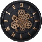Horloge murale - m�canisme visible - diam�tre 40 cm - noir - profondeur 65 cm