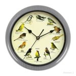 Horloge murale - mlodique - 25 cm - gris - oiseaux sauvages chantants - dcoration intrieure