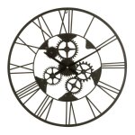 Horloge murale en m�tal roues 60cm noir