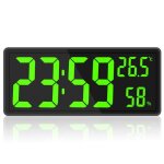 Horloge murale num�rique avec affichage led indiquant les chiffres la temp�rature int�rieure et lhumidit�. ...