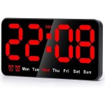 Horloge murale num�rique led 9 pouces grand �cran avec 12 / 24 heures gros chiffres (215 x 3 x 11 cm ...
