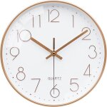 Horloge murale petit 20cm moderne or rose horloge en verre silencieuse pendule murale pour salon cuisine ...