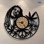 Horloge murale � quartz bob marley de 12 pouces style antique grande horloge murale d�corative en vinyle ...