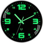 Horloge murale radio - pilot�e 20 cm lumineuse grands chiffres design moderne sans bruit