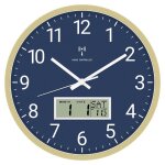 Horloge murale radiopilot�e num�rique et analogique 30 cm �cran lcd temp�rature date jour de la semaine ...