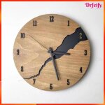 Horloge murale ronde - akozon - craquel� - bois - silencieuse - style campagne
