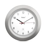 Horloge murale sans fil mebus - modle classique avec cadre argent - diamtre 29cm - mouvement radio ...
