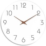 Horloge murale silencieuse en bois - pzcc - 254 cm - sans tic - tac - bois blanc - moderne - d�corative ...