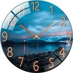 Horloge murale en verre ? 30 cm ? horloge murale radio - pilote silencieuse ? image murale en verre ...