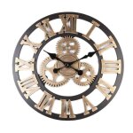 Horloge murale - vintage - 60 cm - bois vieilli - silencieuse - chiffres romains Horloge murale - vintage - 60 cm - bois vieilli - silencieuse - chiffres romains