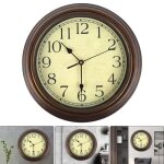 Horloge murale vintage ronde en bois pour documents horloge dor�e antique salle d�tude cuisine salon ...
