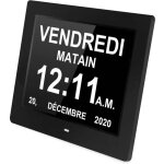 Horloge numrique - folaya - n10 - 8 pouces - auto dimming - alarme pour alzheimer