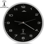 Monzana horloge murale radio pilote  quartz silencieuse noir / argent  31cm trotteuse changement ...