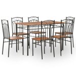 Hot?5041 ensemble table  manger de 6  8 personnes + 6 chaises de cuisine - mdf et acier marron8395 ...