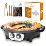 Hot pot electrique appareil fondue chinoise et barbecue cor�en �lectrique de table 220v 2200w 2 in 1 ...