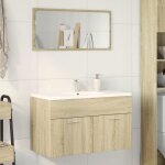Hot sale * meuble - lavabo de salle de bain cabinet sous �vierjills meuble wc ch�ne sonoma bois ding�nierie ...