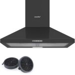 Hotte aspirante comfee hotte de cuisine 60cm - 320 m� / h - 2 filtres � charbon - 3 vitesses - recyclage ...