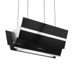 Hotte aspirante cuisine 90cm hotte Îlot inclinées acier inoxydable verre noir Hotte aspirante cuisine 90cm hotte Îlot inclinées acier inoxydable verre noir