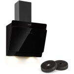 Hotte aspirante murale klarstein aurica - recyclage dair - 620m / h - verre noir