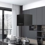 Hotte suspendue lot noire mvp - lcd tactile 37cm - silencieuse - acier enduit de poudre