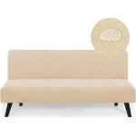 Housse canap� 2 - 3 places uni pliable imperm�able avec fond �lastique beige 190x210 cm