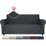 Housse canapé 2 places - universelle - extensible - gris foncé Housse canapé 2 places - universelle - extensible - gris foncé