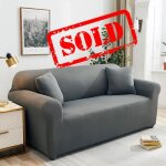 Housse de canap 3 places extensible 190~235cm avec accoudoirs gris rsistant aux taches