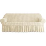 Housse de canap - 3 places - honttor - durable - haute lasticit - taille l - beige