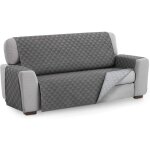 Housse de canap� 3 places - r�versible rembourr�e antigriffes / animaux universelle 160 cm (gris)