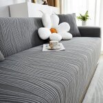 Housse canap� 4 places velours jacquard �lastique �paisse �l�gante anti - d�rapante (gris fonc�) label ...