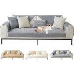 Housse de canap� d?angle en l antid�rapante anti - taches pour 1 - 4 places gris clair 70x210 cm