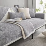 Housse de canap� antid�rapante - vetobiol - design r�tro - chenille - antid�rapante - 70x70 cm - gris ...