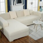 Housse de canap en l housse de canap lastique anti - chat et anti - rayures pour 2 + 3 personnes (blanc) ...