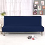 Housse de canapé - housse clic clac - bleu marine - déhoussable - extensible - matelassée Housse de canapé - housse clic clac - bleu marine - déhoussable - extensible - matelassée