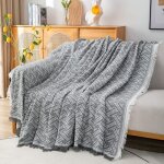 Housse de canap housse de canap entrelace grise et blanche avec franges 130 x 180 cm gris + blanc