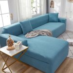 Housse de canap en l housse extensible anti - rayures de chat pour 2 + 3 personnes (lake blue) )