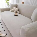 Housse de canap� extensible jacquard - mhy� - 190 - 230 cm - gris clair - protection anti - rayures - ...