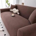 Housse de canap� extensible jacquard - mhy� - 235 - 300 cm - brun - protection anti - rayures - imperm�able ...